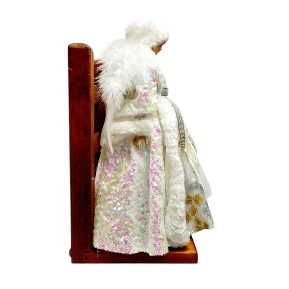 Glitzhome 12"H Angel W/White Faux Fur Dress Christmas Tree Topper or Decoration - Picture 3 of 10